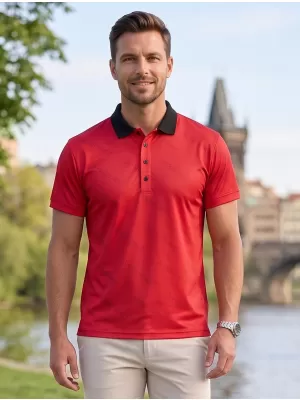 Herren-Funktions-T-Shirt mit Premium-Kragen ALTISPORT VOJ/ALM050TR05 ROT