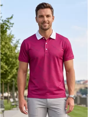Herren-Funktions-T-Shirt mit Premium-Kragen ALTISPORT VOJ/ALM050TR05 BURGUND