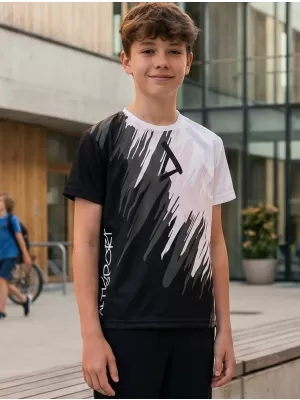 Hochwertiges Funktions-T-Shirt für Kinder ALTISPORT VOJ/ALK006TR01 SCHWARZ UND WEIß