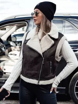 Weste DSTREET WOOLZIP TY4746 ČERNÁ/KARAMELOVÁ SCHWARZ/BRAUN