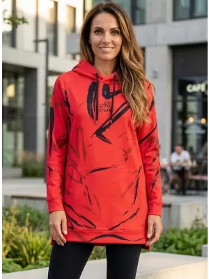 Funktionelles erweitertes Damen-Sweatshirt Premium ALTISPORT VOJ/ALW049MI03 ROT UND SCHWARZ