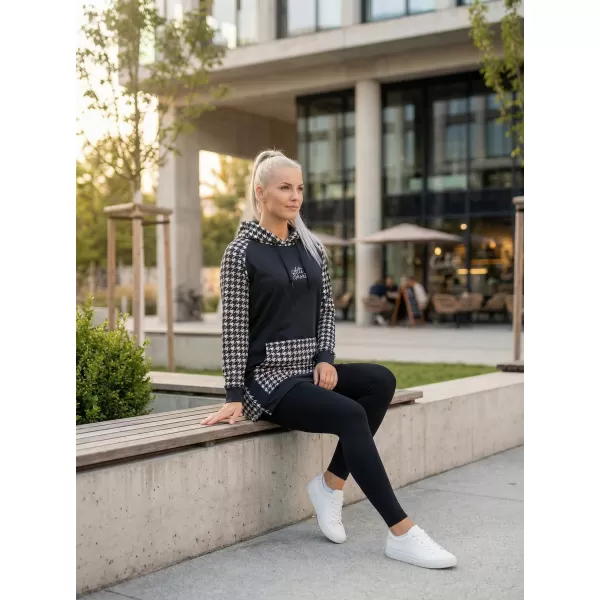  Funktionelles erweitertes Damen-Sweatshirt Premium ALTISPORT VOJ/ALW048MI03 SCHWARZ UND WEIß 