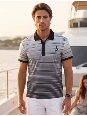 Herren-Funktions-T-Shirt mit Premium-Kragen ALTISPORT VOJ/ALM031TR05 SCHWARZ/WEIß