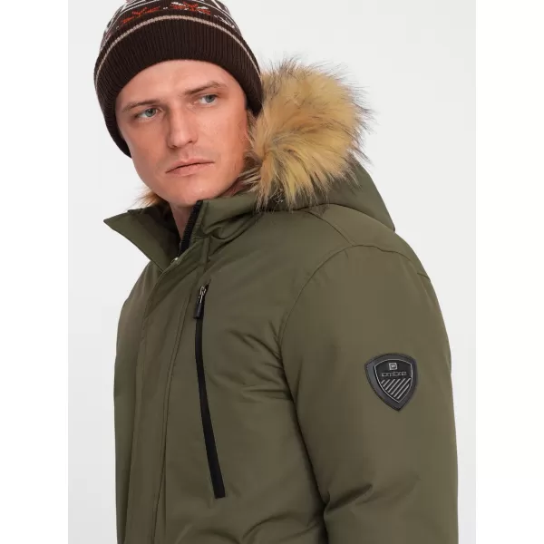  Herren Winterjacke OMBRE OM-JALJ-0148 DUNKLER OLIVENGRÜN 