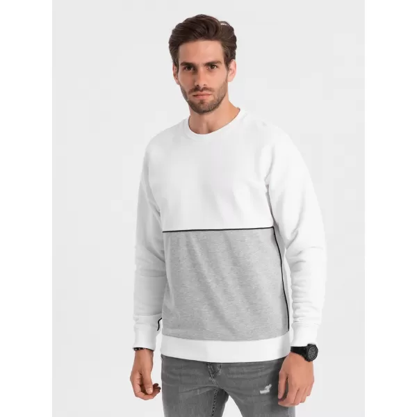  Herren -Sweatshirt OMBRE OM-SSNZ-0130 WEIß UND GRAU 