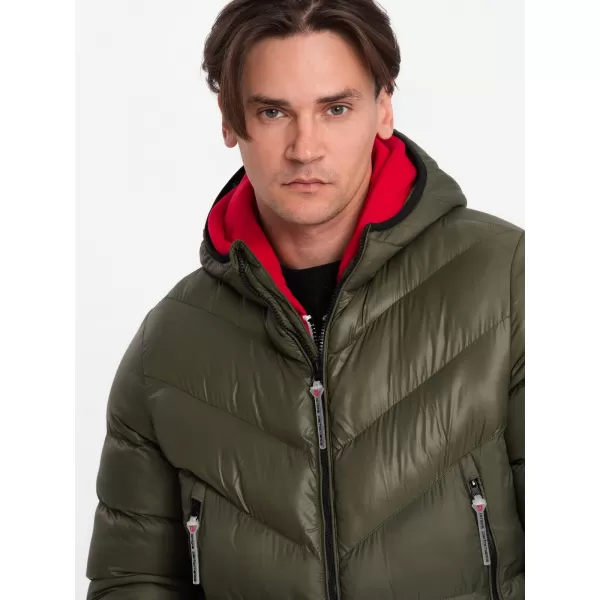  Herren Winterjacke OMBRE OM-JAHP-0145 DUNKLER OLIVENGRÜN 