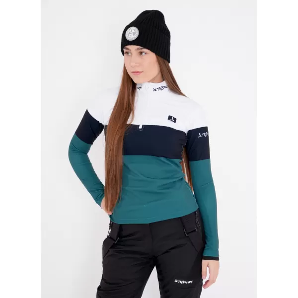  Frauenfunktionaler Thermo -Sweatshirt Premium ALTISPORT VOJ/ALW051TER03 WEIß -GREEN 