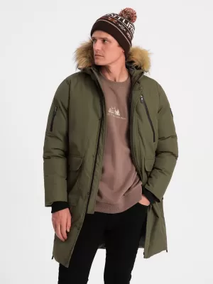 Herren Winterjacke OMBRE OM-JALJ-0148 DUNKLER OLIVENGRÜN