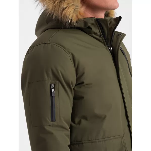  Herren Winterjacke OMBRE OM-JALJ-0148 DUNKLER OLIVENGRÜN 