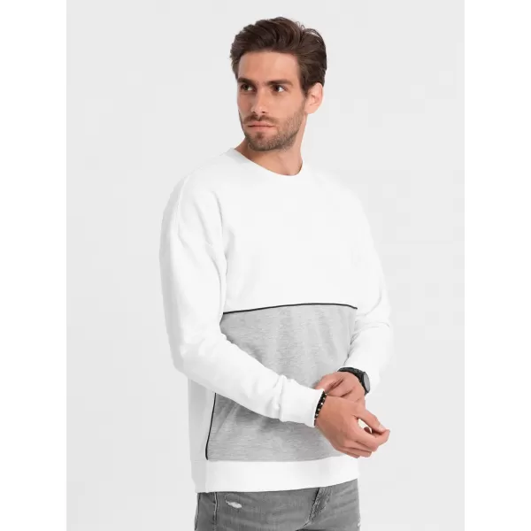  Herren -Sweatshirt OMBRE OM-SSNZ-0130 WEIß UND GRAU 