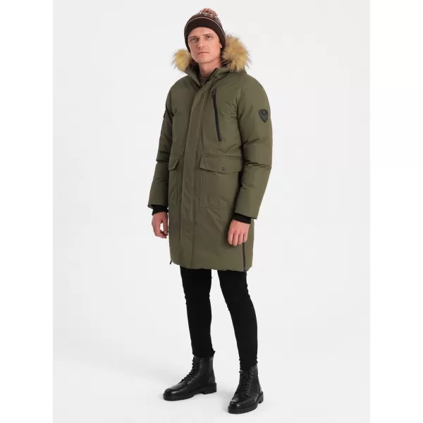  Herren Winterjacke OMBRE OM-JALJ-0148 DUNKLER OLIVENGRÜN 