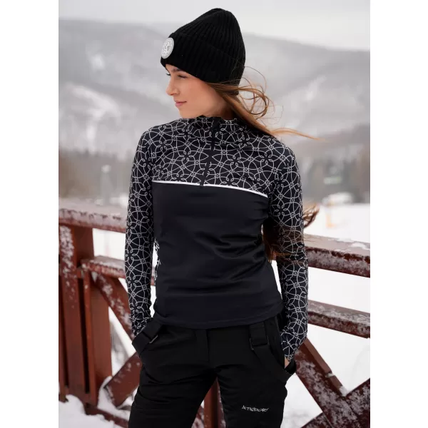  Frauenfunktionaler Thermo -Sweatshirt Premium ALTISPORT VOJ/ALW053TER03 SCHWARZ UND WEIß 