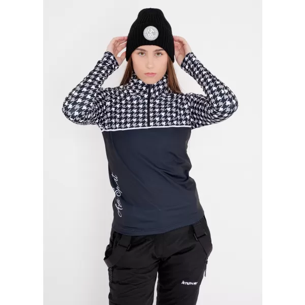  Frauenfunktionaler Thermo -Sweatshirt Premium ALTISPORT VOJ/ALW048TER03 SCHWARZ UND WEIß 