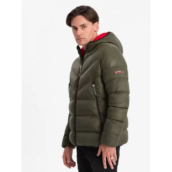  Herren Winterjacke OMBRE OM-JAHP-0145 DUNKLER OLIVENGRÜN 