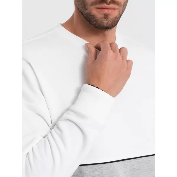  Herren -Sweatshirt OMBRE OM-SSNZ-0130 WEIß UND GRAU 