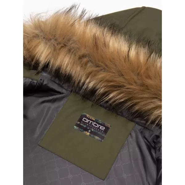  Herren Winterjacke OMBRE OM-JALJ-0148 DUNKLER OLIVENGRÜN 