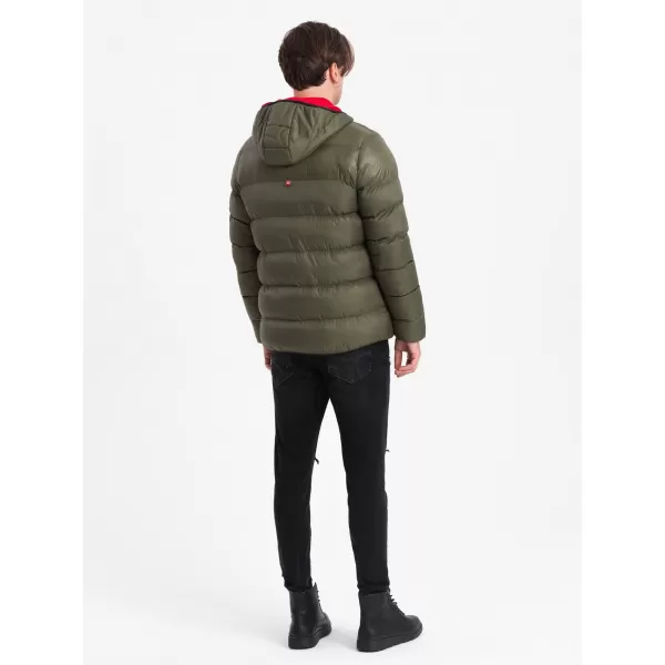  Herren Winterjacke OMBRE OM-JAHP-0145 DUNKLER OLIVENGRÜN 