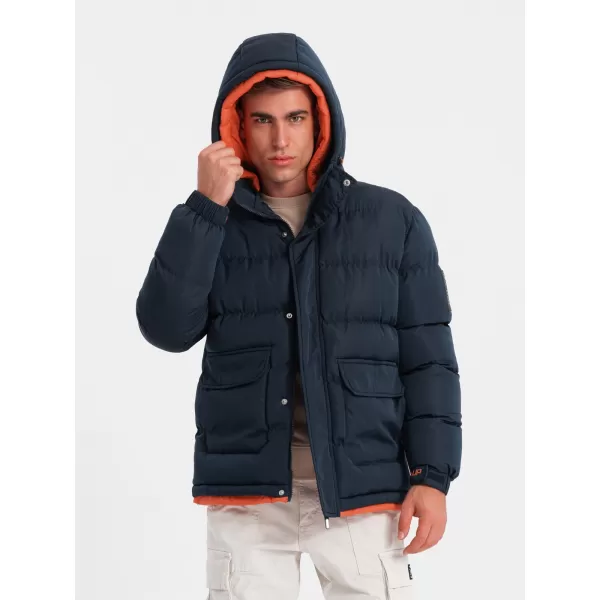  Herren Winterjacke OMBRE OM-JAHP-0208 MARINEBLAU 
