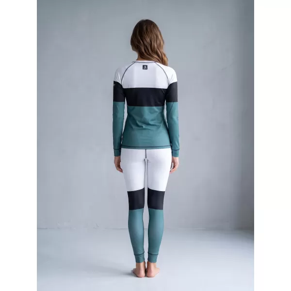  Frauenfunktionales Thermo -T -Shirt mit langen Ärmeln Premium ALTISPORT VOJ/ALW051TER01 WEIß -GREEN 