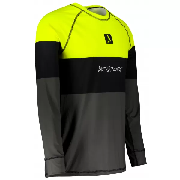  Funktionaler Term T -Shirt von Männern mit Langarmprämie ALTISPORT VOJ/ALM051TER01 NEONGELB/GRAU 