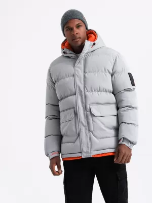 Herren Winterjacke OMBRE OM-JAHP-0208 GRAU