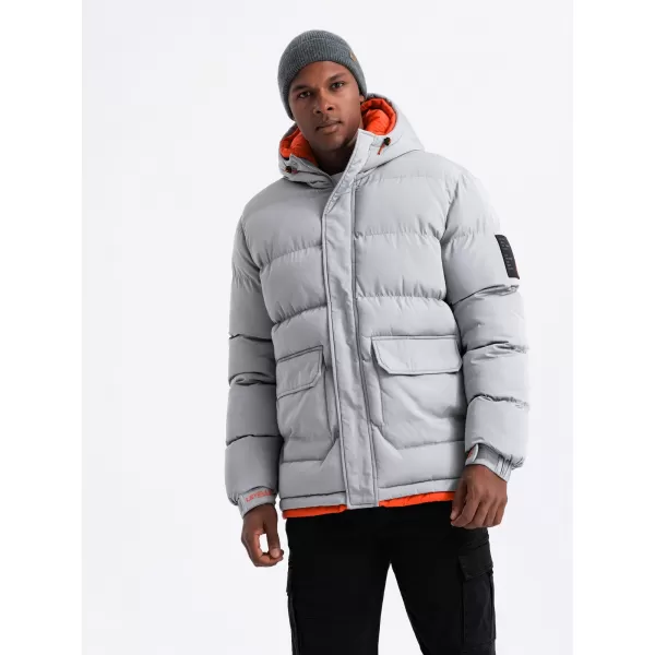  Herren Winterjacke OMBRE OM-JAHP-0208 GRAU 