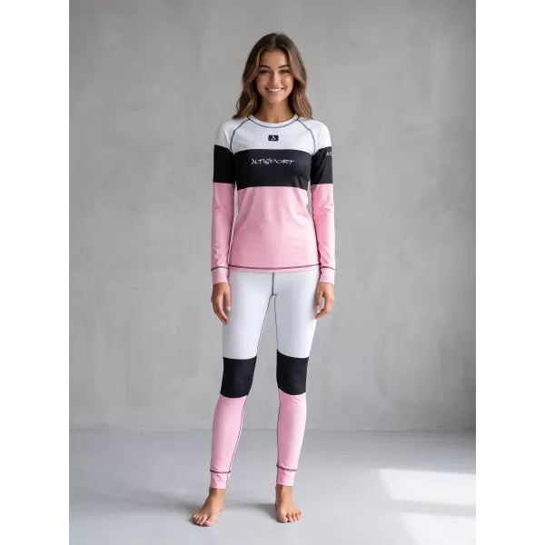  Frauenfunktionales Thermo -T -Shirt mit langen Ärmeln Premium ALTISPORT VOJ/ALW051TER01 WEIß -PINK 