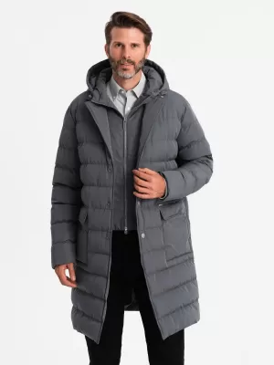 Männlicher Mantel OMBRE OM-JALJ-0177 GRAPHIT