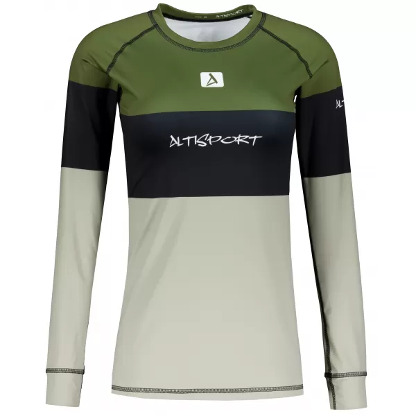  Frauenfunktionales Thermo -T -Shirt mit langen Ärmeln Premium ALTISPORT VOJ/ALW051TER01 KHAKI 