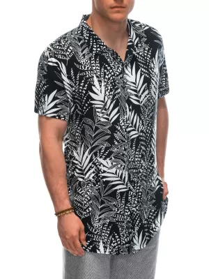 Hemd OMBRE OM-SHPS-0113 SCHWARZ/WEIß