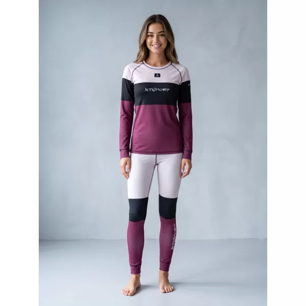  Frauenfunktionales Thermo -T -Shirt mit langen Ärmeln Premium ALTISPORT VOJ/ALW051TER01 BURGUND 