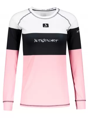 Frauenfunktionales Thermo -T -Shirt mit langen Ärmeln Premium ALTISPORT VOJ/ALW051TER01 WEIß -PINK