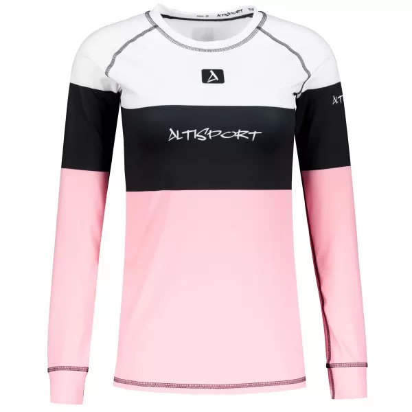  Frauenfunktionales Thermo -T -Shirt mit langen Ärmeln Premium ALTISPORT VOJ/ALW051TER01 WEIß -PINK 