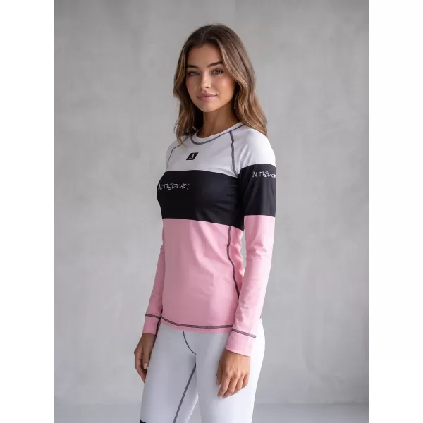  Frauenfunktionales Thermo -T -Shirt mit langen Ärmeln Premium ALTISPORT VOJ/ALW051TER01 WEIß -PINK 