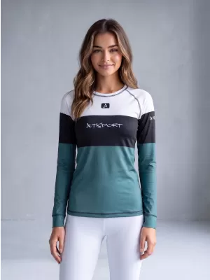 Frauenfunktionales Thermo -T -Shirt mit langen Ärmeln Premium ALTISPORT VOJ/ALW051TER01 WEIß -GREEN