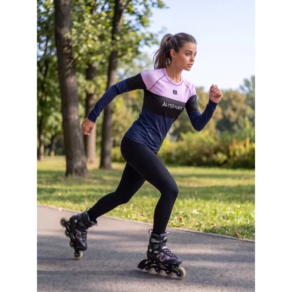  Frauenfunktionales Thermo -T -Shirt mit langen Ärmeln Premium ALTISPORT VOJ/ALW051TER01 VIOLETT/BLAU 