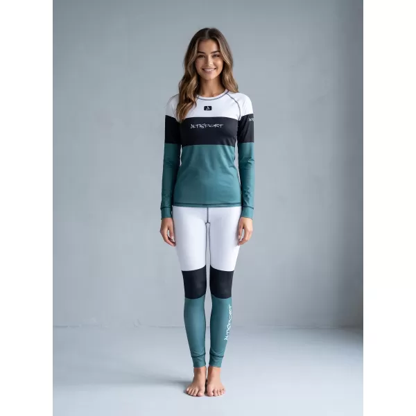  Frauenfunktionales Thermo -T -Shirt mit langen Ärmeln Premium ALTISPORT VOJ/ALW051TER01 WEIß -GREEN 