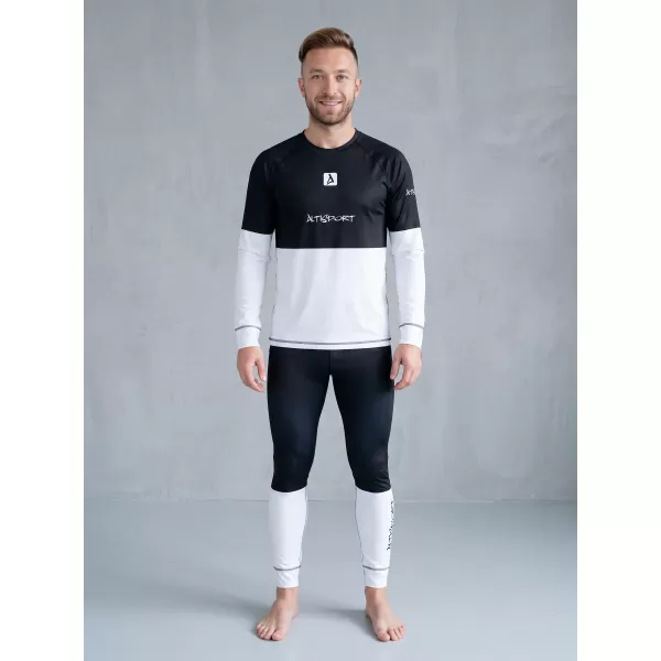  Funktionaler Term T -Shirt von Männern mit Langarmprämie ALTISPORT VOJ/ALM051TER01 SCHWARZ UND WEIß 