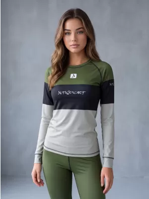 Frauenfunktionales Thermo -T -Shirt mit langen Ärmeln Premium ALTISPORT VOJ/ALW051TER01 KHAKI