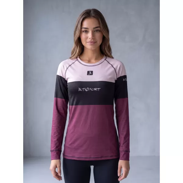  Frauenfunktionales Thermo -T -Shirt mit langen Ärmeln Premium ALTISPORT VOJ/ALW051TER01 BURGUND 