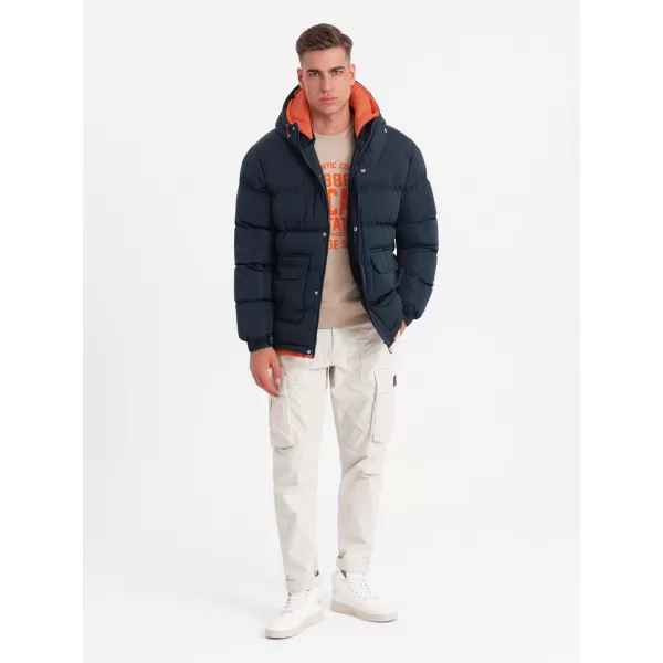  Herren Winterjacke OMBRE OM-JAHP-0208 MARINEBLAU 