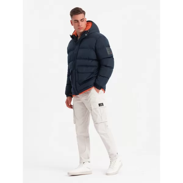  Herren Winterjacke OMBRE OM-JAHP-0208 MARINEBLAU 