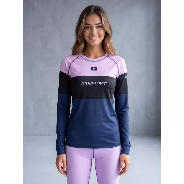  Frauenfunktionales Thermo -T -Shirt mit langen Ärmeln Premium ALTISPORT VOJ/ALW051TER01 VIOLETT/BLAU 
