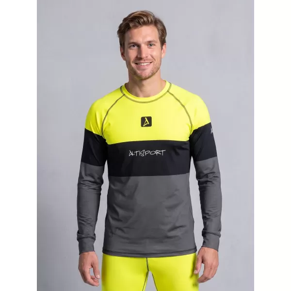  Funktionaler Term T -Shirt von Männern mit Langarmprämie ALTISPORT VOJ/ALM051TER01 NEONGELB/GRAU 