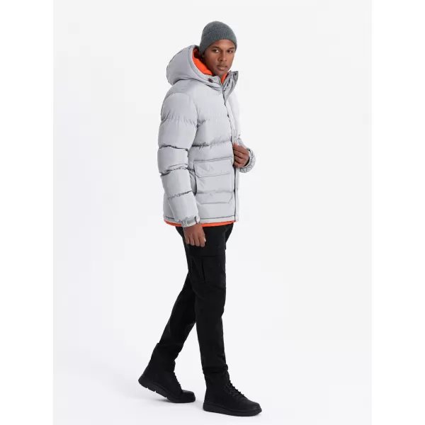  Herren Winterjacke OMBRE OM-JAHP-0208 GRAU 