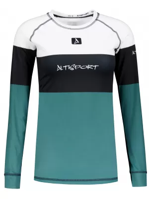 Frauenfunktionales Thermo -T -Shirt mit langen Ärmeln Premium ALTISPORT VOJ/ALW051TER01 WEIß -GREEN
