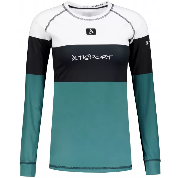  Frauenfunktionales Thermo -T -Shirt mit langen Ärmeln Premium ALTISPORT VOJ/ALW051TER01 WEIß -GREEN 