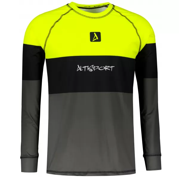  Funktionaler Term T -Shirt von Männern mit Langarmprämie ALTISPORT VOJ/ALM051TER01 NEONGELB/GRAU 