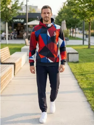 Herren -Sweatshirt auf Reißverschlussprämie ALTISPORT VOJ/ALM007MI02 MARINEBLAU/ROT