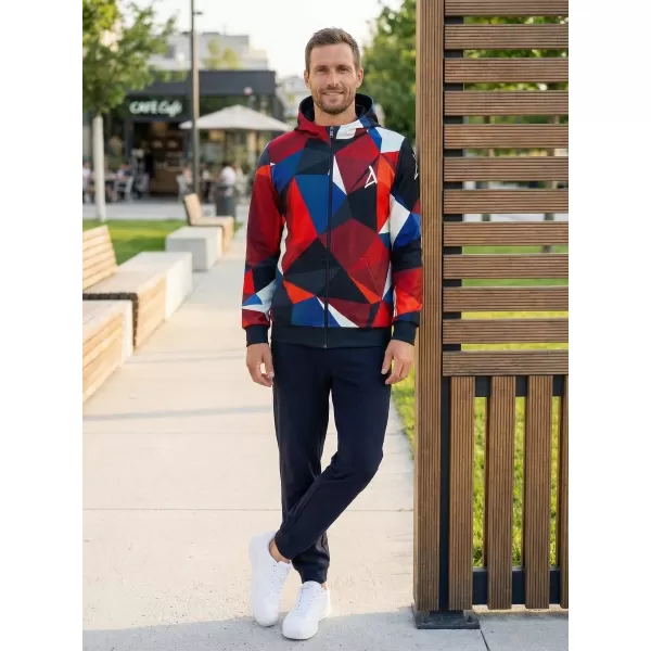  Herren -Sweatshirt auf Reißverschlussprämie ALTISPORT VOJ/ALM007MI02 MARINEBLAU/ROT 